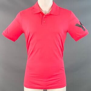 Y-3 Size M Hot Pink Cotton Logo Half Placket Polo